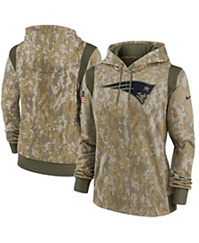 Women's Olive New England Patriots 2021 Salute To Service Thermal Performance Pullover Hoodie