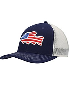 Men's Navy USA Fish Collection Trucker Snapback Hat