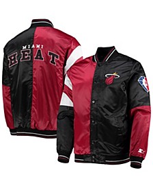 Men's Red, Black Miami Heat 75th Anniversary Leader Color Block Satin Full-Snap Jacket