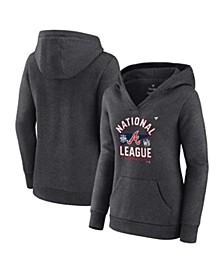 Women's Heather Charcoal Atlanta Braves 2021 National League Champions Locker Room Crossover Neck Pullover Hoodie