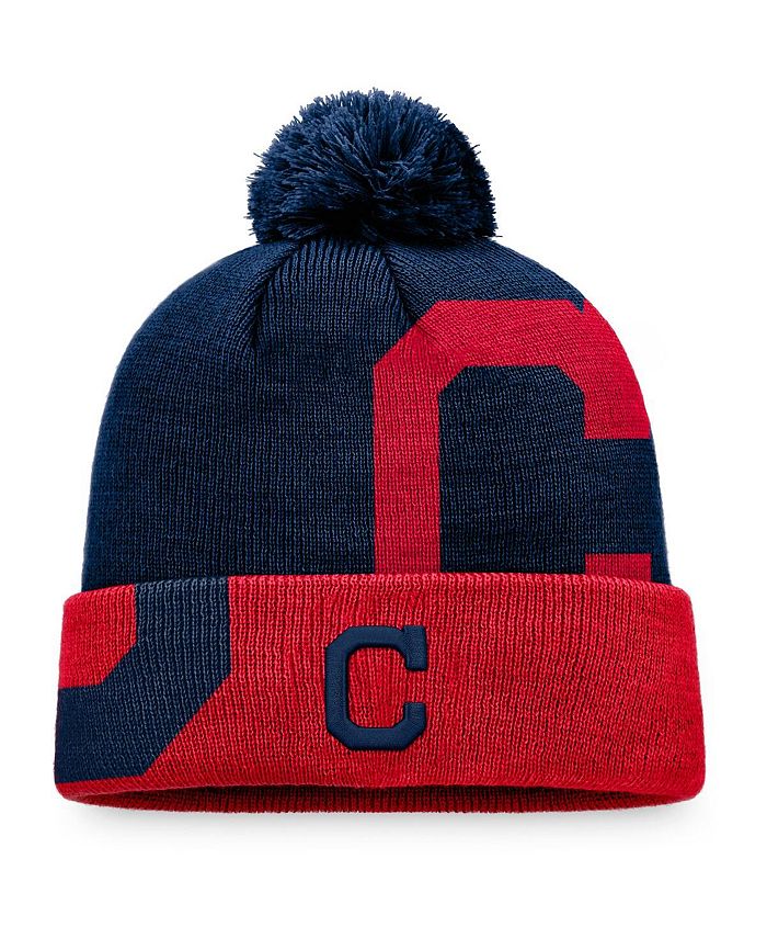 Fanatics Men's Navy, Red Cleveland Indians Block Party Cuffed Knit Hat ...