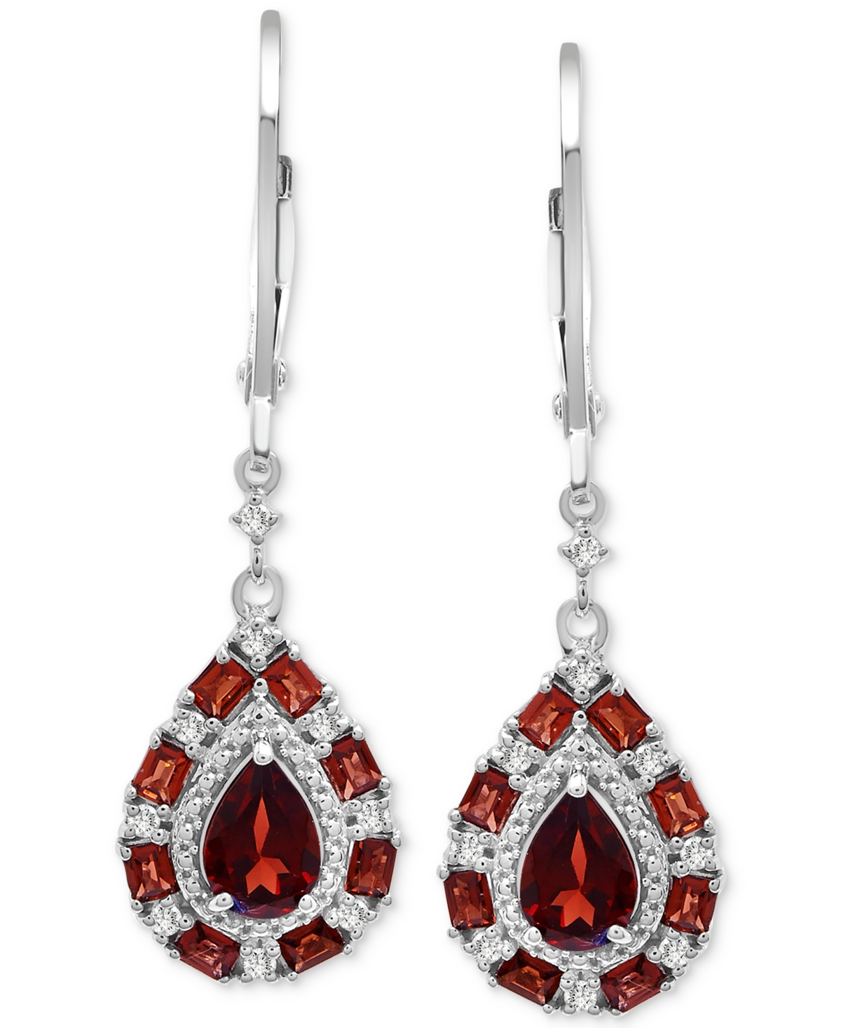 Teardrop Drop Earrings (1-1/2 ct. t.w.) in Sterling Silver (Also in Blue Topaz, Pink Morganite, Peridot & Citrine) - Garnet