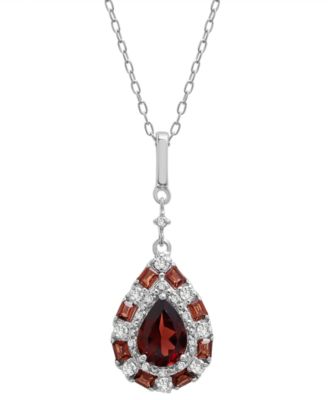 Multi-Gemstone Teardrop 18" Pendant Necklace (1 ct. t.w.) in Sterling Silver 
