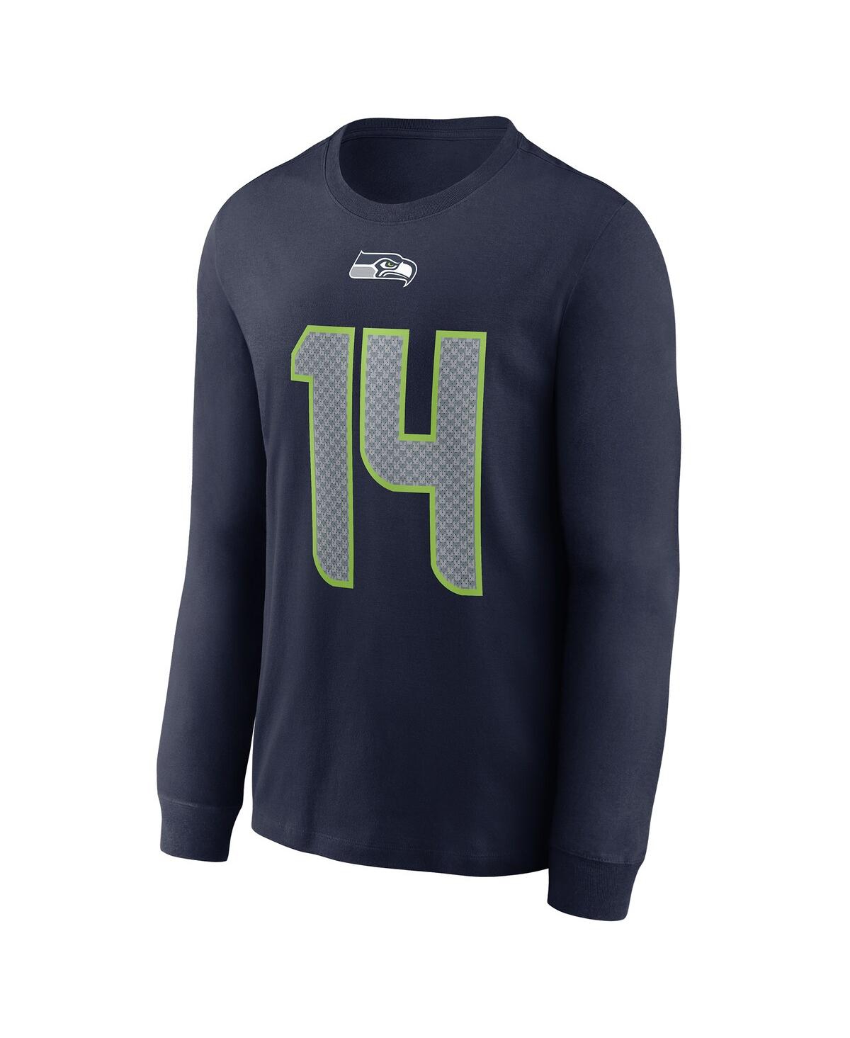 Men's Dk MetcalfSeattle Seahawks Player Name Number Long Sleeve T-shirt - Navy