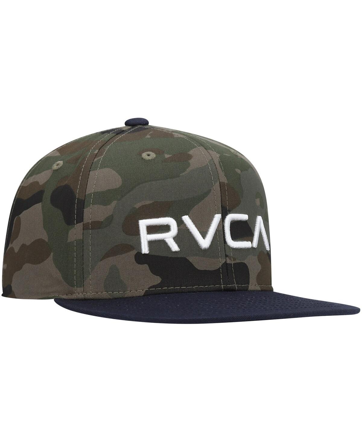 Shop Rvca Boys Camo And Black Twill Snapback Hat In Camo,black