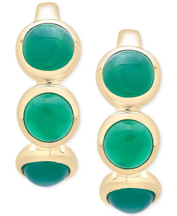 Macy s Green Agate Leverback Huggie Hoop Earrings in 14k Gold