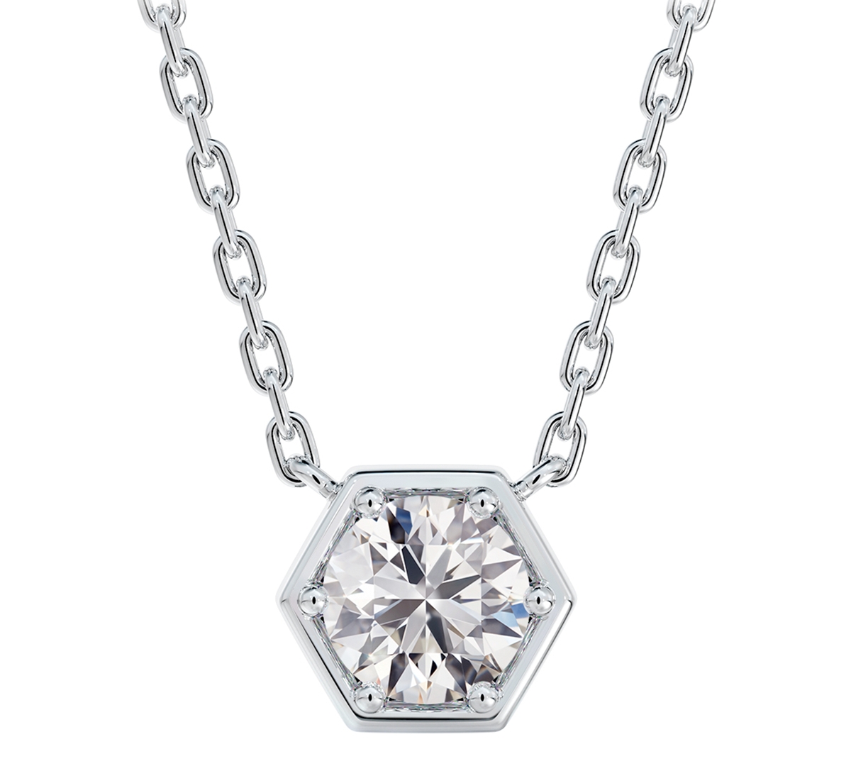 Portfolio by De Beers Forevermark Diamond Honeycomb Solitaire Pendant Necklace (1/2 ct. t.w.) in 14k White or Yellow Gold, + extender - White G