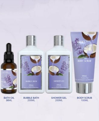 9 Piece Home Spa Lavender Coconut Body Care Gift Set