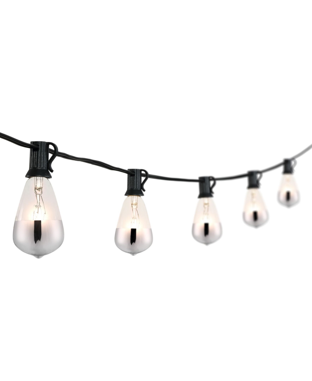 Jonathan Y 10-light Indoor And Outdoor Rustic Industrial Incandescent C7 Half-chrome Bulb String Lights In Black