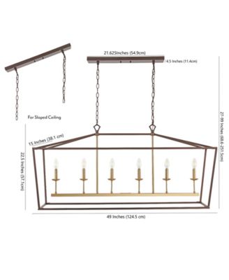 Pagoda Linear 6-Bulb Classic Traditional LED Pendant