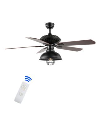 Ashton 1-Light Farmhouse Industrial Iron Dome Shade LED Ceiling Fan with Remote