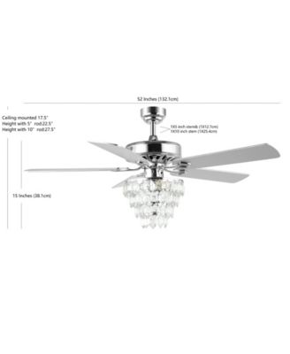 Mindy 3-Light Glam Modern Crystal Shade LED Ceiling Fan with Remote