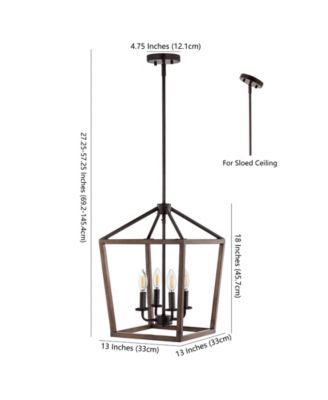 Oria 4-Light Iron Farmhouse Industrial Lantern LED Pendant