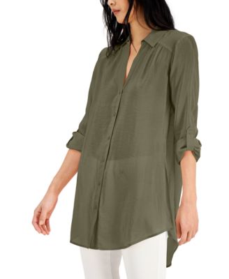 INC International Concepts - Solid Button-Up Tunic