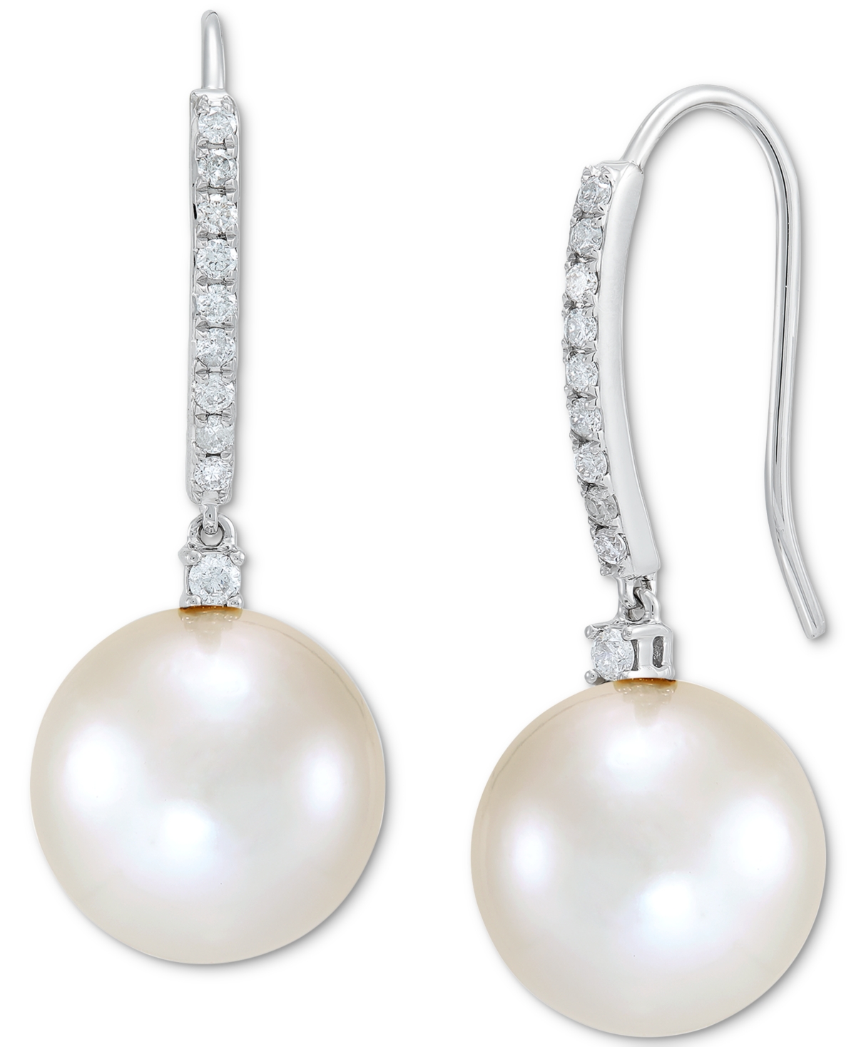 Cultured Ming Pearl (12mm) & Diamond (1/4 ct. t.w.) Drop Earrings - White Gold