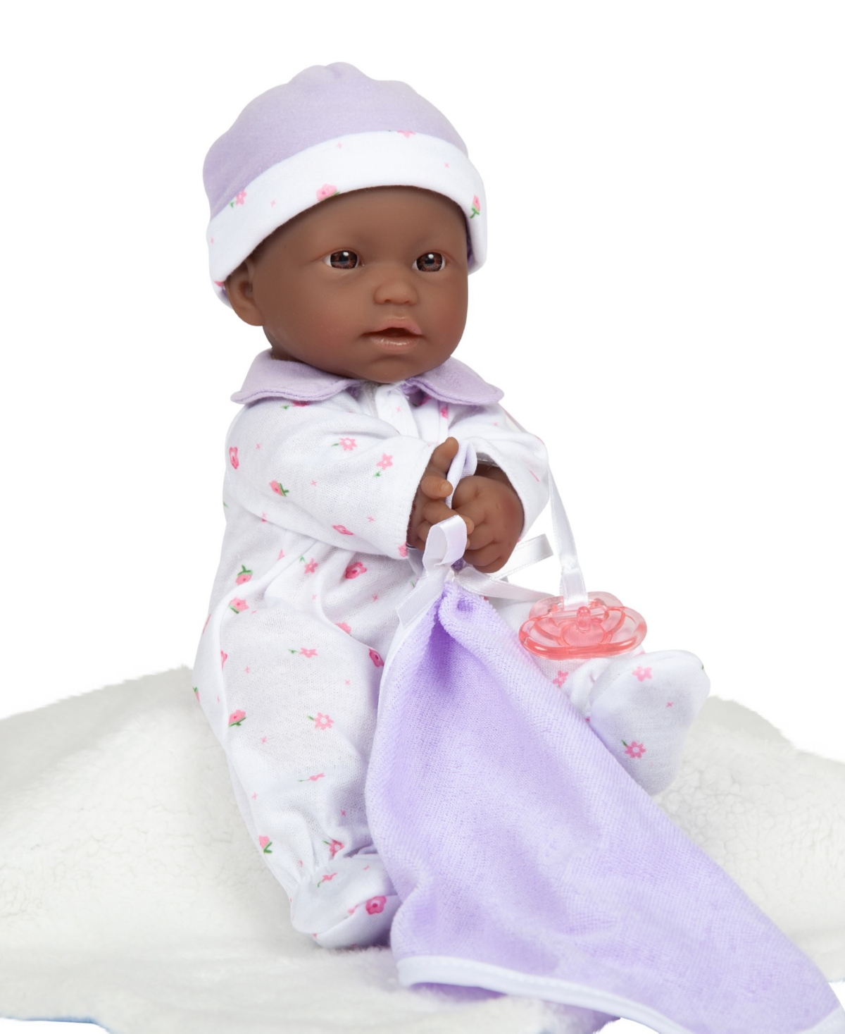 Shop Jc Toys La Baby African American 11" Soft Body Baby Doll Purple Outfit In African American - Purple