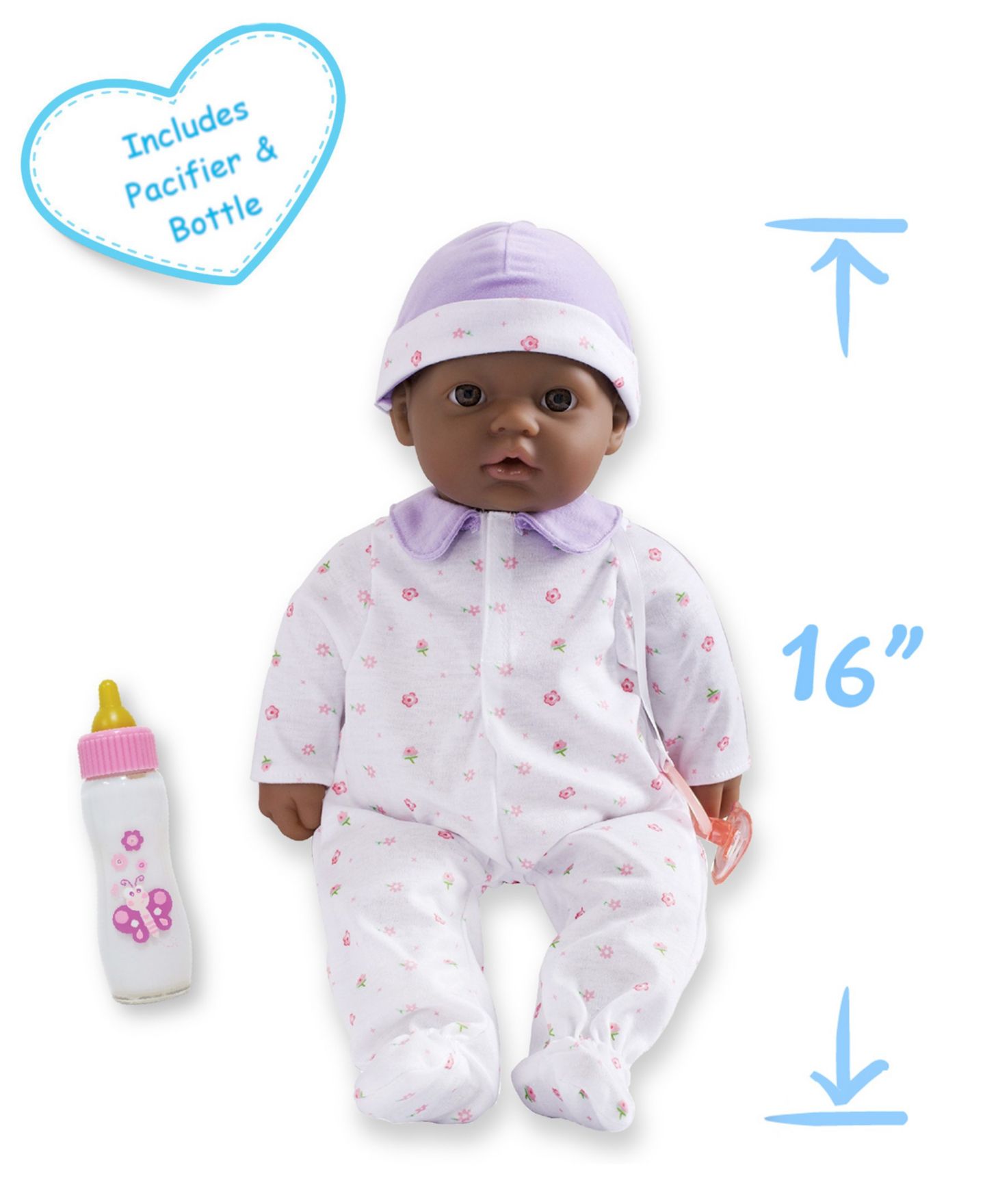 Детская кукла JC TOYS La Baby African American 16" Soft Body Baby Doll Purple Outfit — фото 2