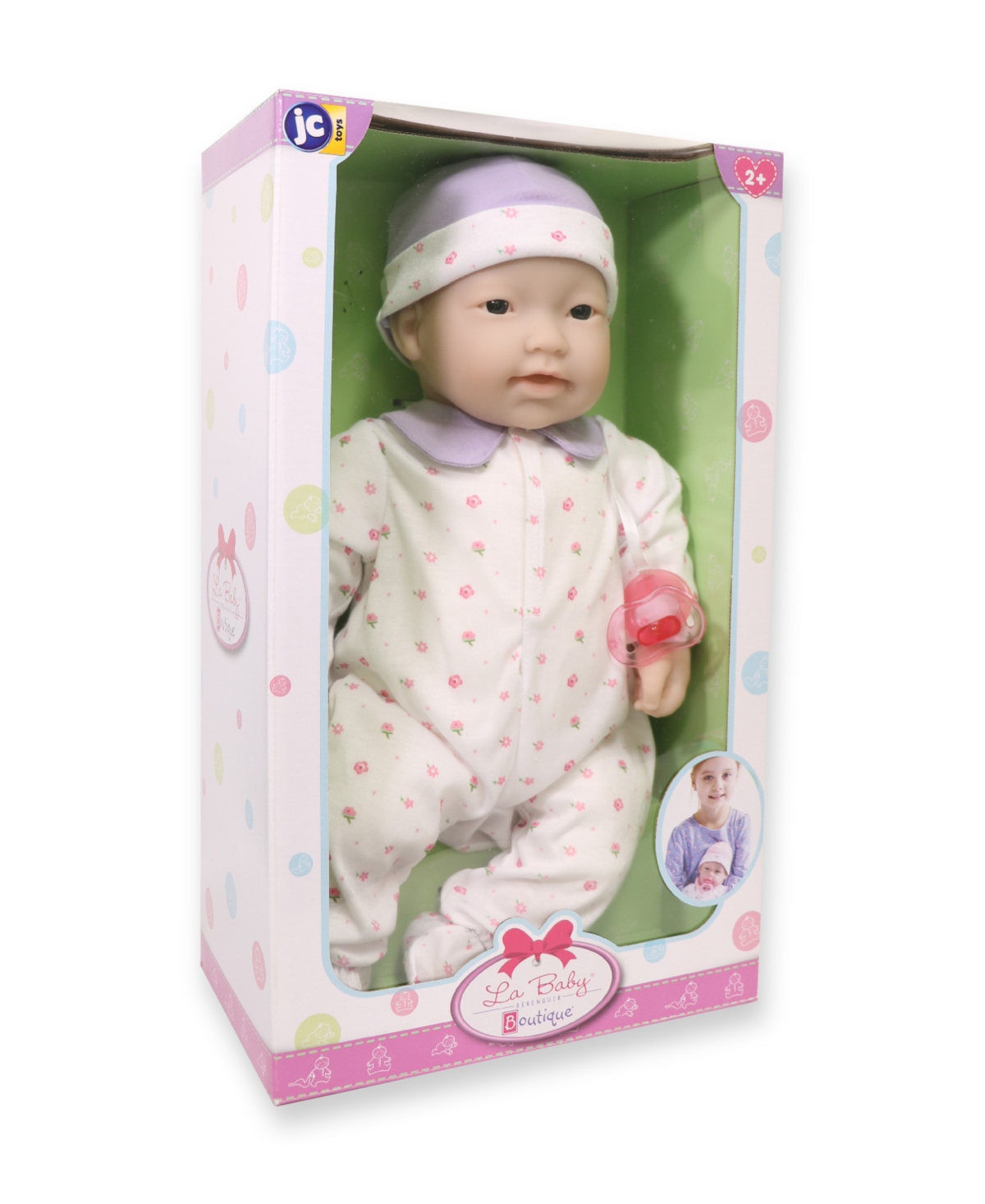JC TOYS LA BABY ASIAN 20" SOFT BODY BABY DOLL PURPLE OUTFIT 