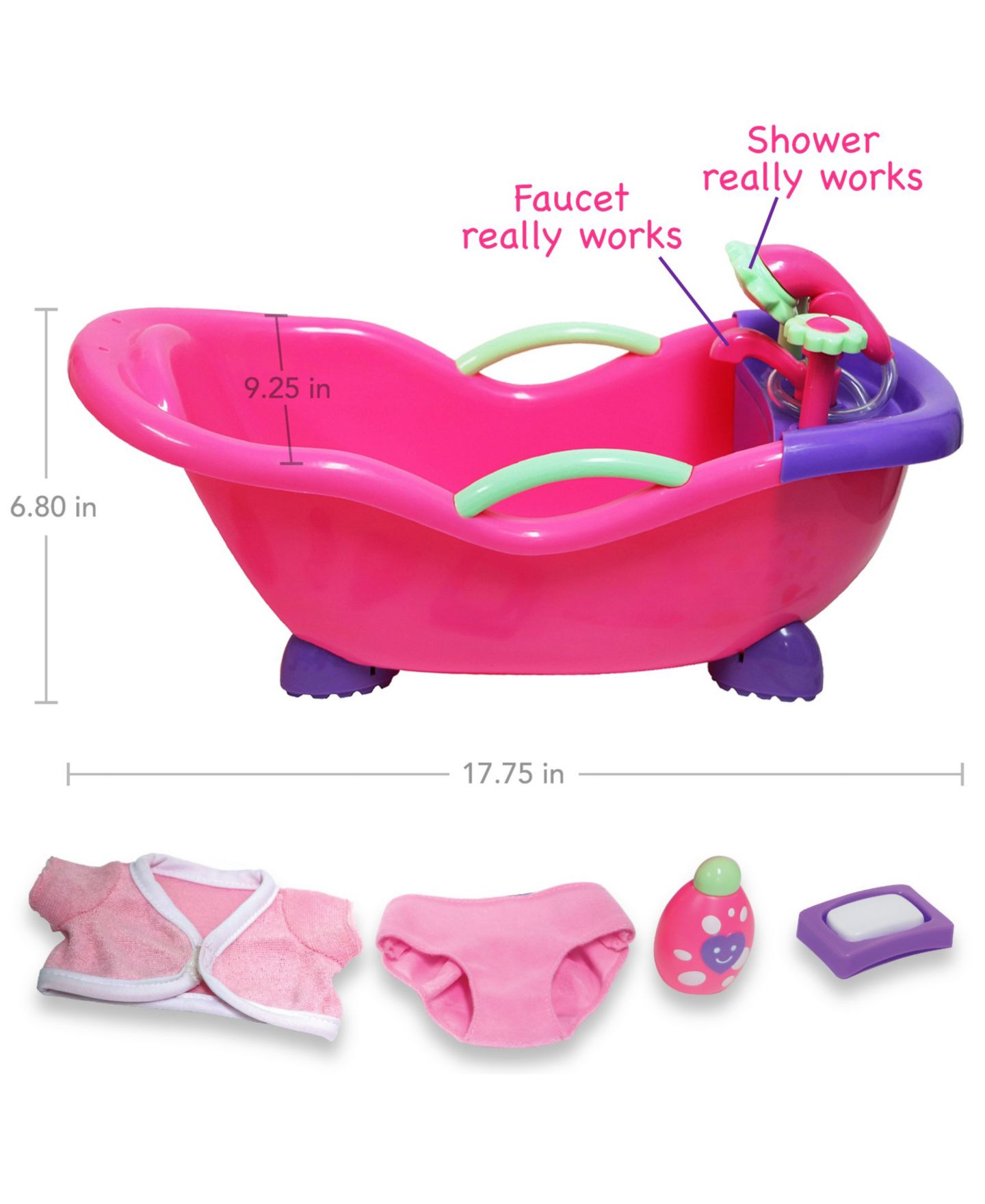 Детские куклы JC TOYS Lots to Love Babies 14" Washable Baby Doll with Working Bath, Ages 2+, 8-Piece Set — фото 3