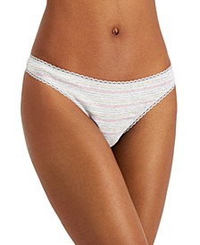 Everyday Cotton Women's Lace-Trim Thong, Created for Macy's
