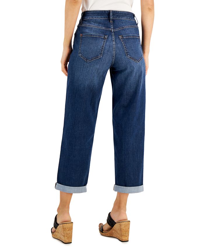 INC International Concepts Women's High Rise Cuffed Boyfriend Jeans