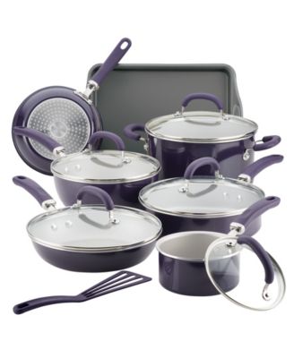 Rachael Ray Create Delicious Aluminum Nonstick Cookware Set, 13 Piece - Purple Shimmer
