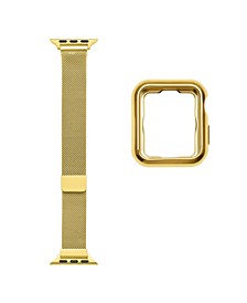Infinity 2-Piece Skinny Gold-tone Stainless Steel Alloy Loop Band and Bumper Set for Apple Watch, 38mm-40mm