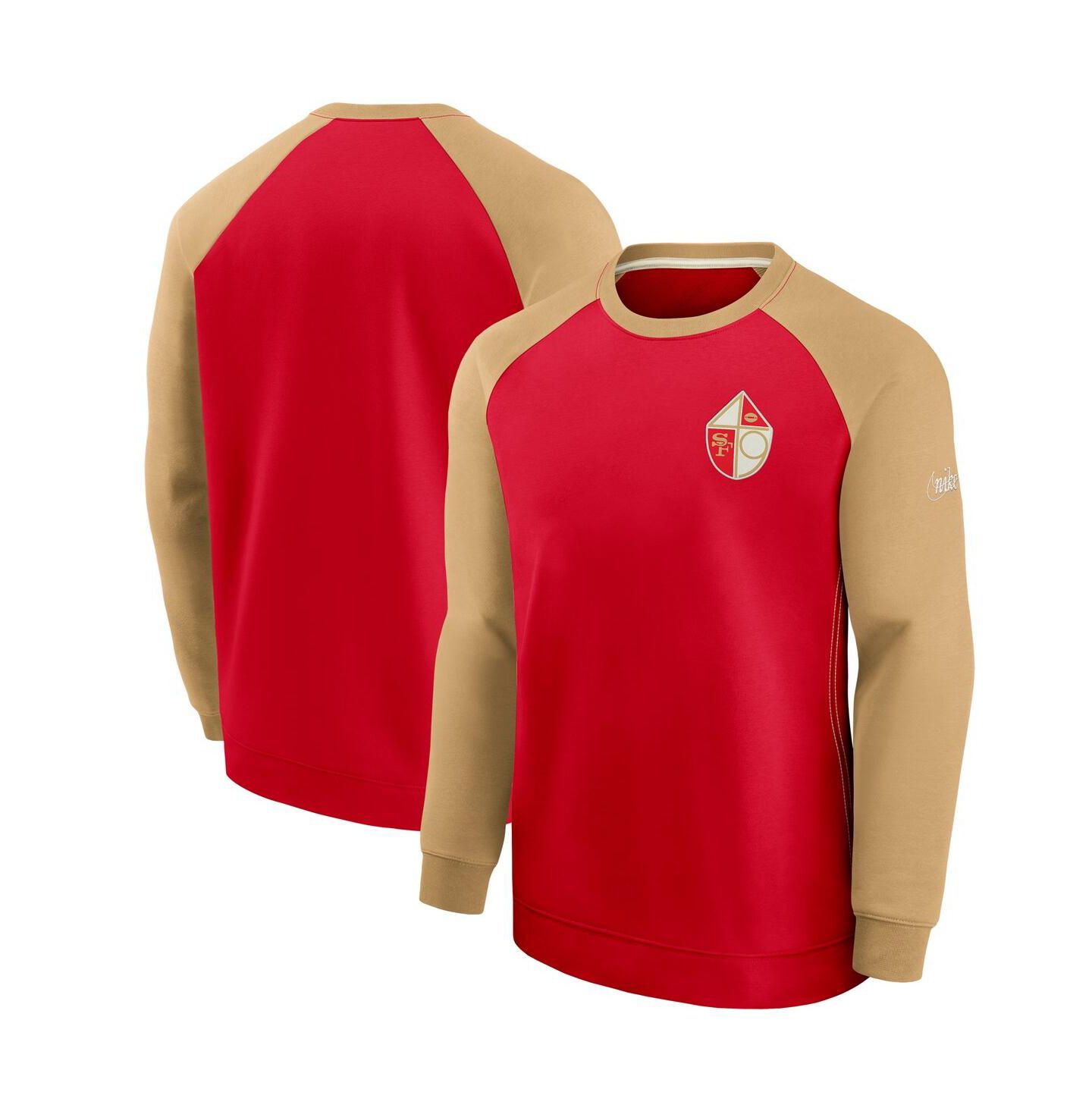 Мужской свитер Nike Scarlet and Gold-Tone San Francisco 49ers Historic Raglan Crew Performance — фото 2