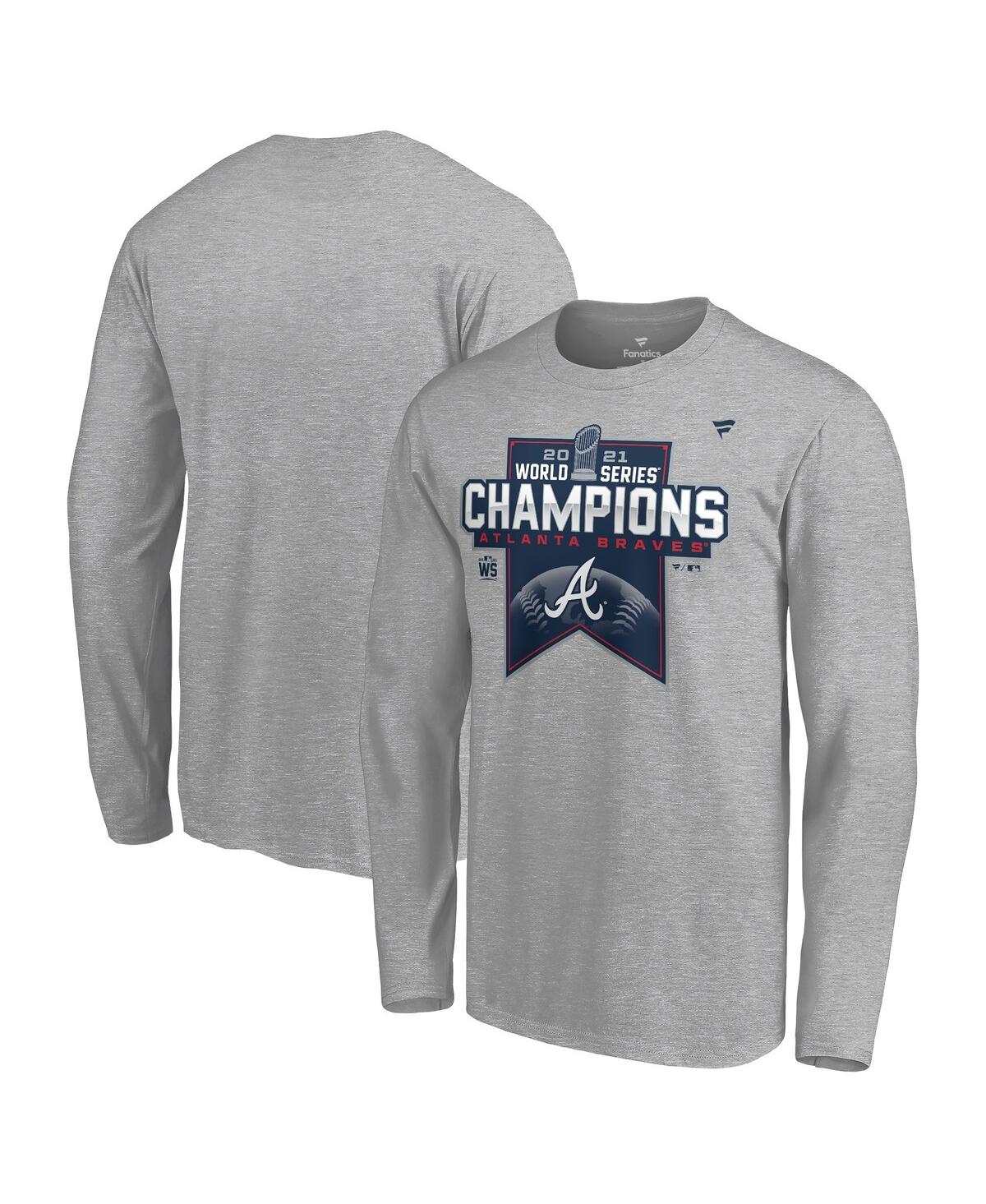 Men'sAtlanta Braves 2021 World Series Champions Locker Room Long Sleeve T-shirt - Heathered Gray