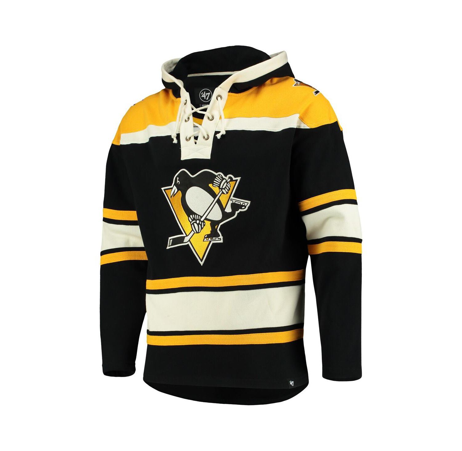 Men's Black Pittsburgh Penguins Superior Lacer Pullover Hoodie