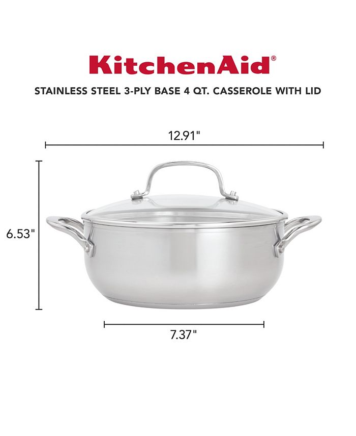 KitchenAid 3Ply Base Stainless Steel 4 Quart Induction Casserole with