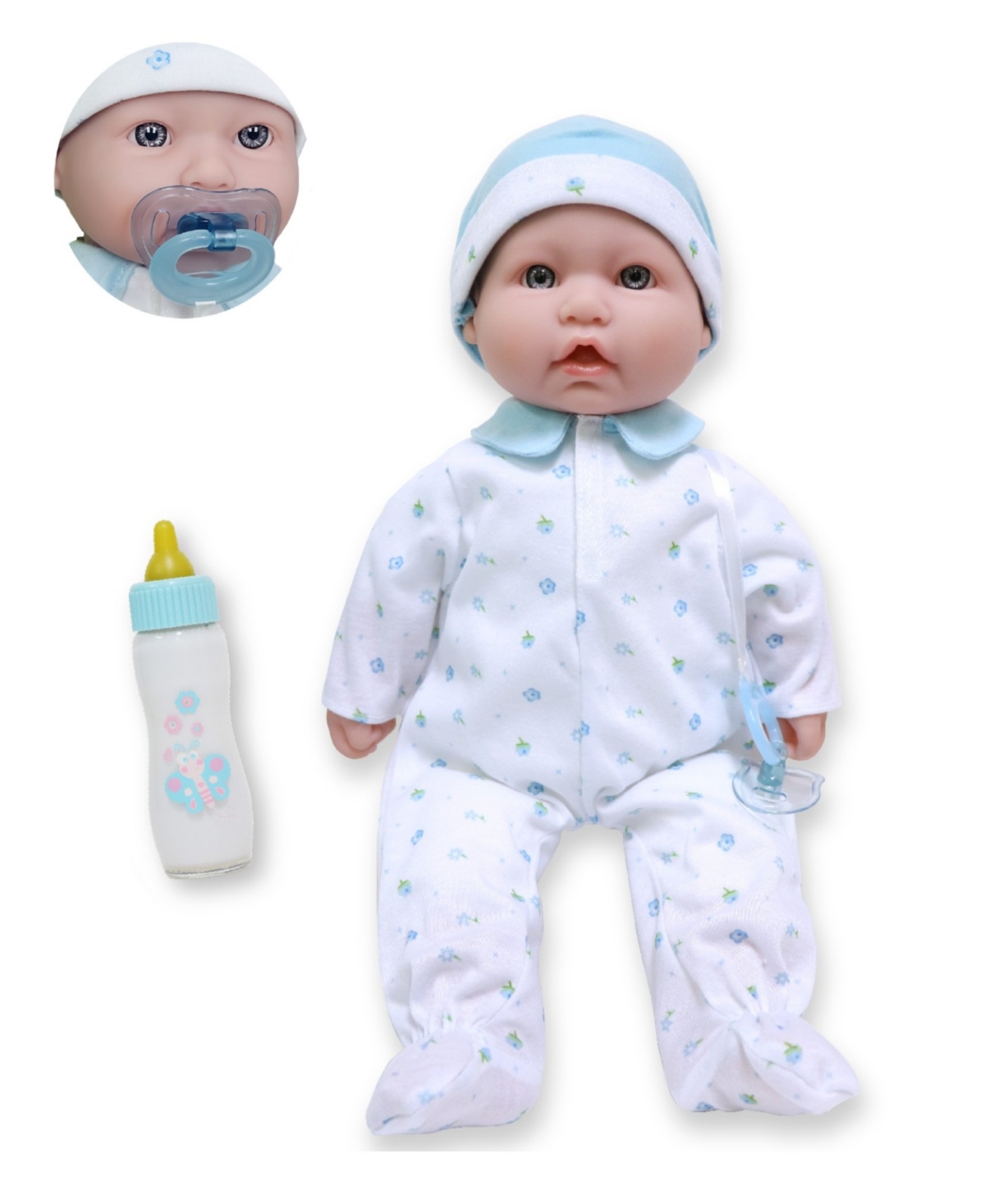 Jc Toys La Baby Caucasian 16" Soft Body Baby Doll Blue Outfit