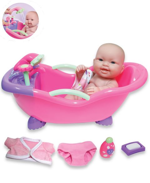 Детские куклы JC TOYS Lots to Love Babies 14" Washable Baby Doll with Working Bath, Ages 2+, 8-Piece Set