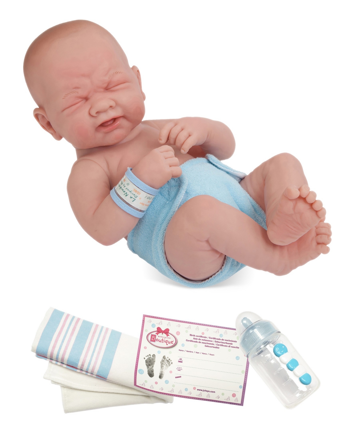 Jc Toys La Newborn First Tear 14" Real Boy Baby Doll In First Tear Boy - Blue
