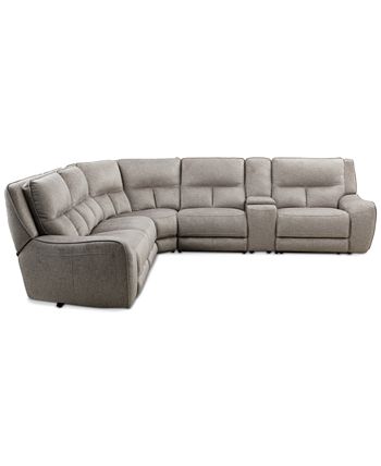 Furniture - Terrine 6-Pc. Fabric Sectional with 2 Power Motion Recliners and 1 USB Console
