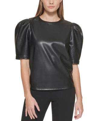 calvin klein faux leather top