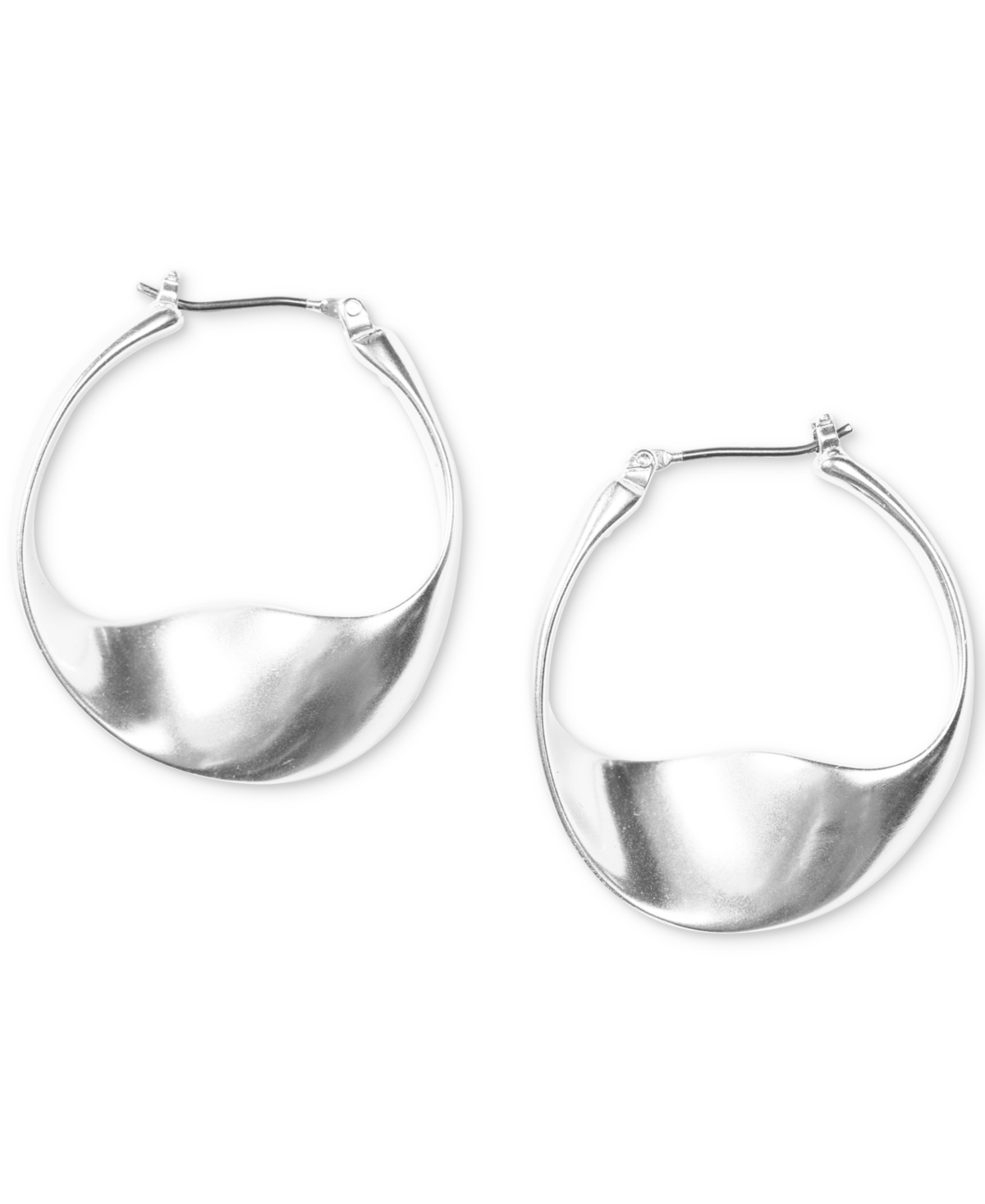 Lucky Brand Gold-tone Modern Twist Hoop Earrings In Silver