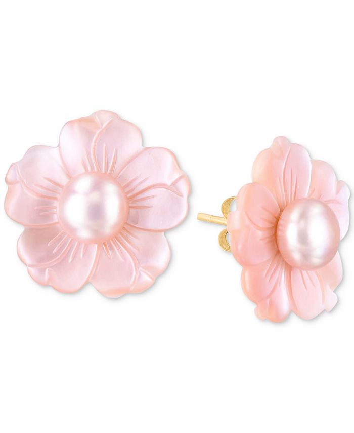 Macy's pink pearl earrings sales