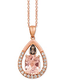 Peach Morganite (2-1/6 ct. t.w.) & Diamond (1/2 ct. t.w.) Teardrop 18" Pendant Necklace in 14k Rose Gold