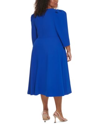 calvin klein puff sleeve midi dress