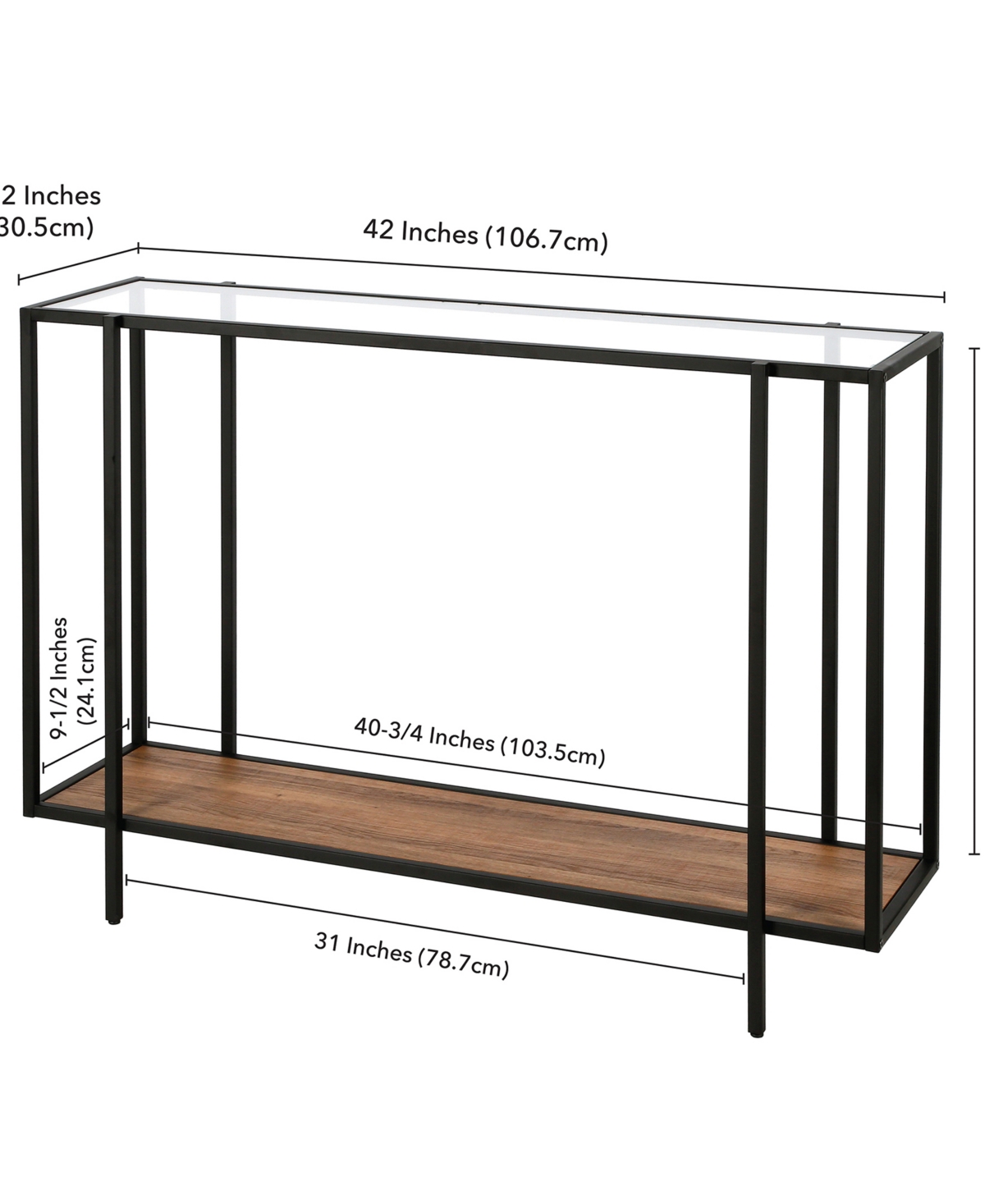 Hudson & Canal Vireo Accent Table With Shelf, 42" X 12"