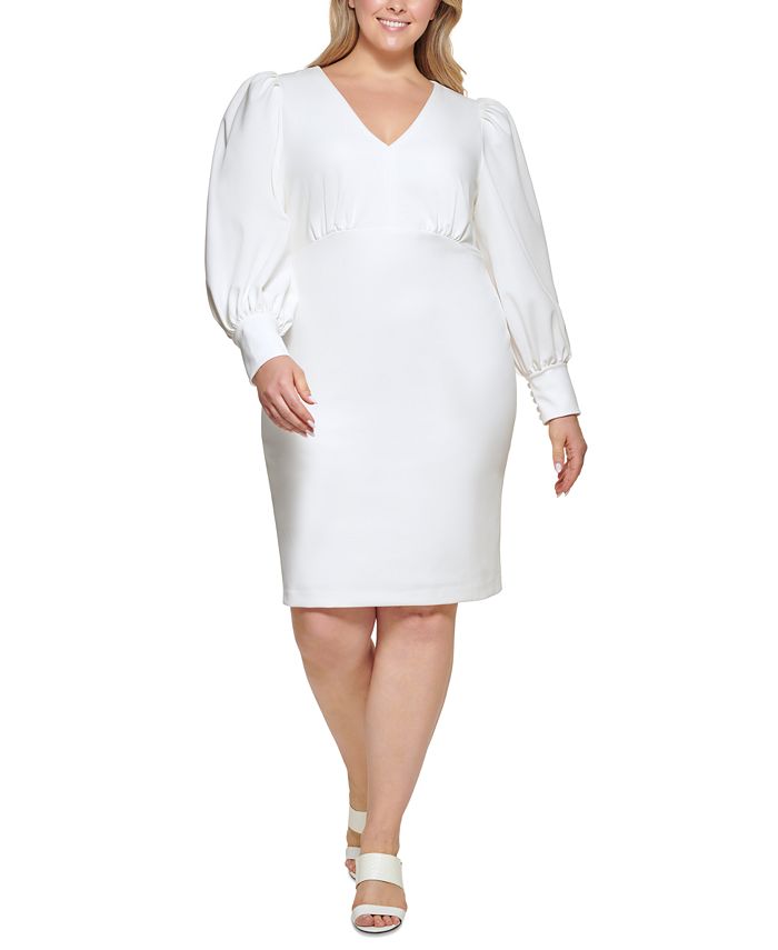Calvin Klein Plus Size Puff-Sleeve Sheath Dress & Reviews - Dresses - Plus  Sizes - Macy's