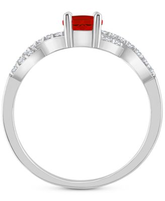 Rhodolite Garnet (1 ct. t.w.) & White Topaz (1/4 ct. t.w.) Twist Ring in Sterling Silver (Also in Citrine, Blue Topaz, Amethyst, & Periodt)