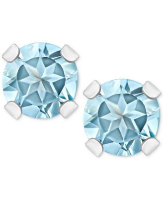 Aquamarine (1/5 ct. t.w.) Solitaire Stud Earrings in 14k Gold (Also in Sapphire, Emerald & Ruby)