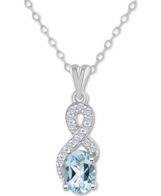Rhodolite Garnet (1 ct. t.w.) & White Topaz (1/7 ct. t.w.) Looped 18" Pendant Necklace in Sterling Silver (Also in Citrine, Amethyst, Blue Topaz, & Peridot)