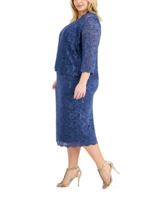 sl fashions 2-pc. lace jacket & midi dress set SL Fashions Women's 2-Pc. Lace Jacket & Midi Dress Set