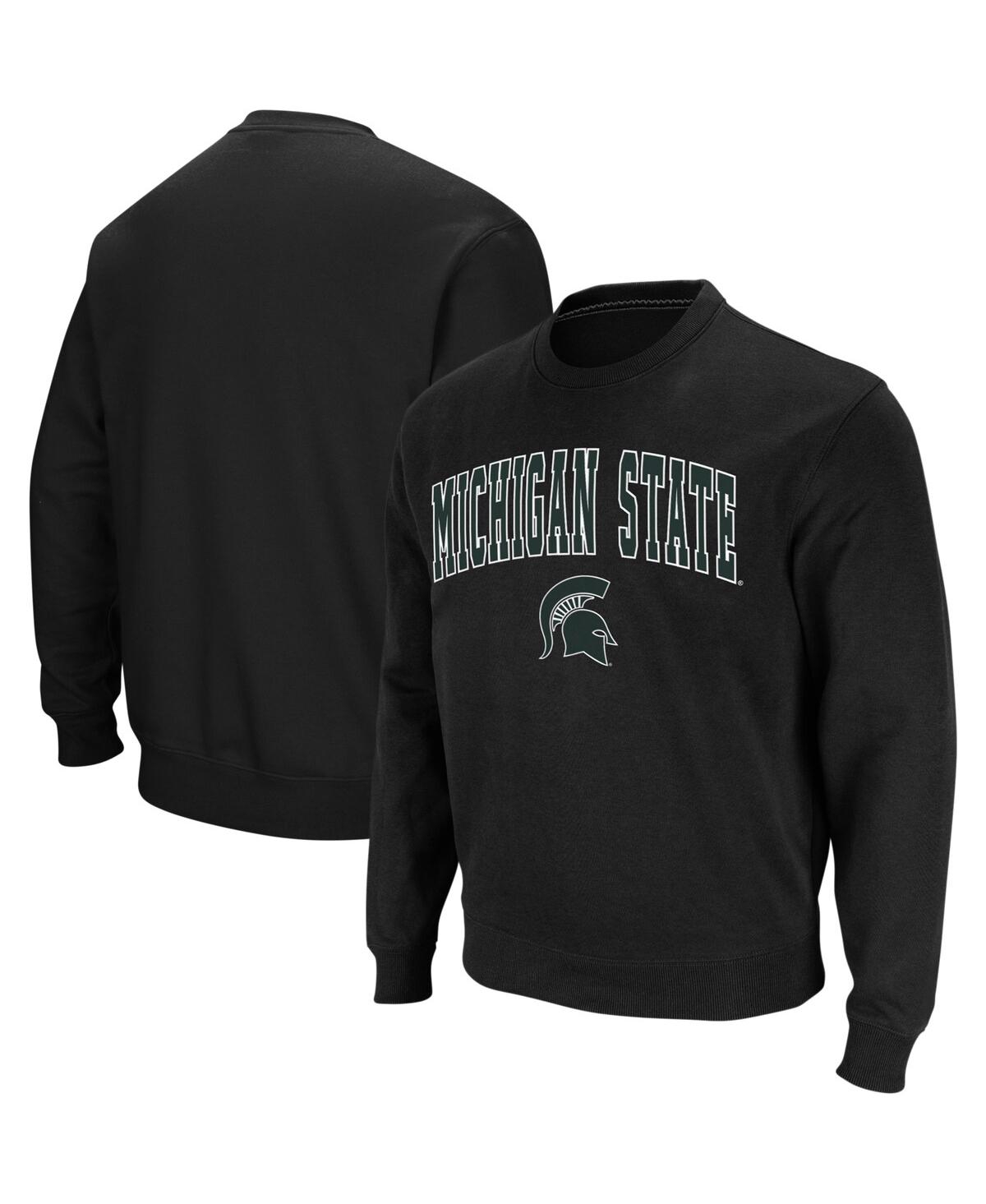 Men's Michigan State Spartans Arch and Logo Crew Neck Sweatshirt - White