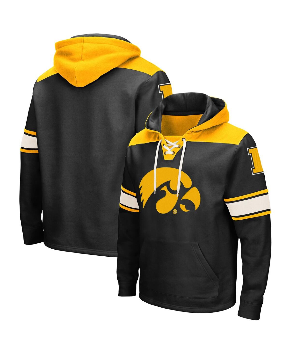 COLOSSEUM MEN'S BLACK IOWA HAWKEYES 2.0 LACE-UP PULLOVER HOODIE