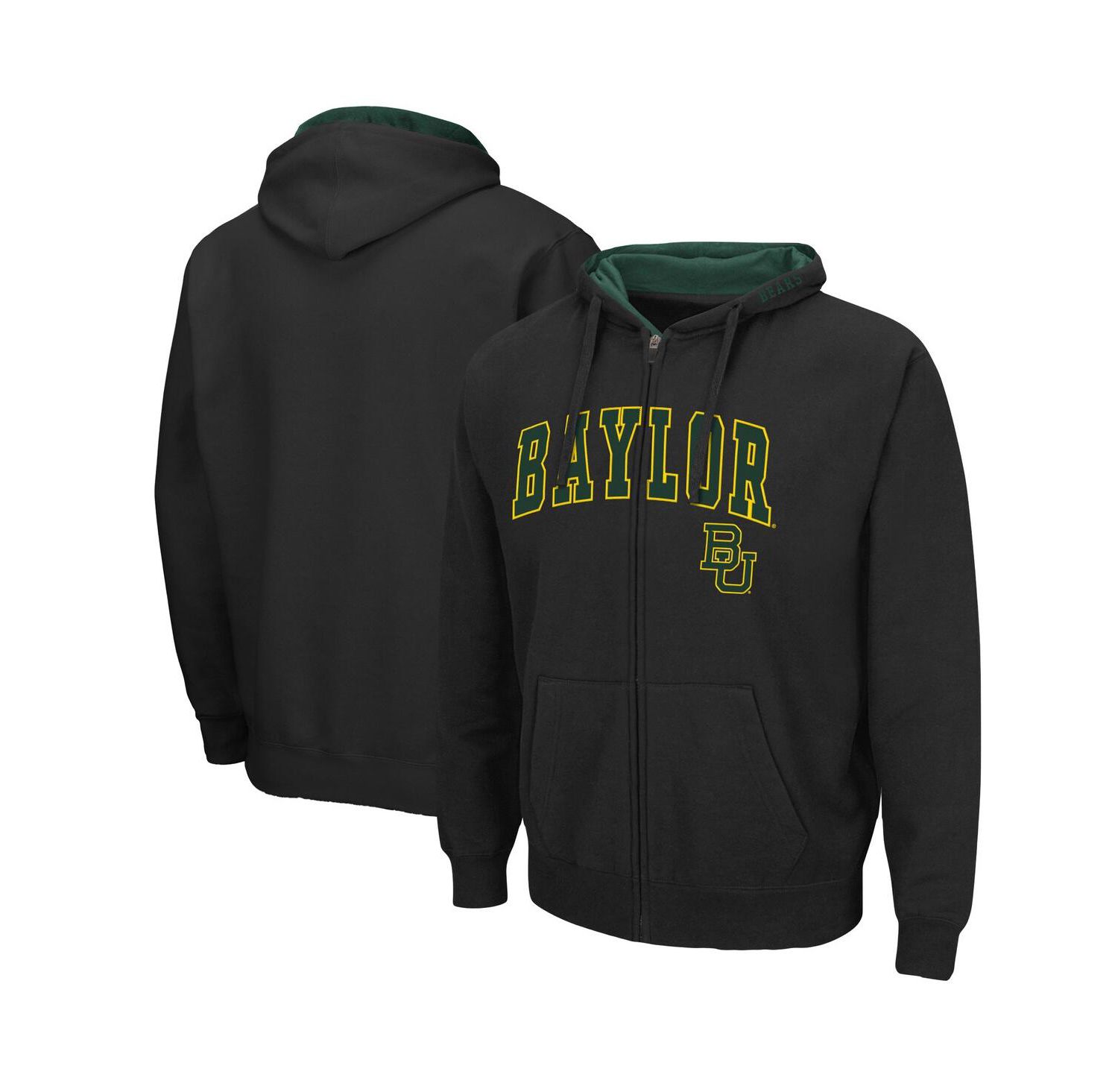 Men's Black Baylor Bears Arch Logo 3.0 Full-Zip Hoodie