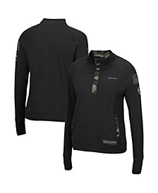 Women's Black Penn State Nittany Lions OHT Military-Inspired Appreciation Depth Raglan Quarter-Snap Jacket